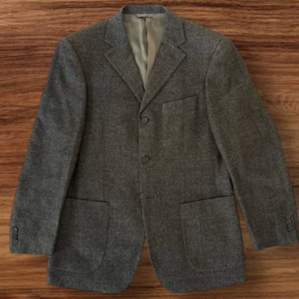 Kent & Curwen Dark Grey Heather Angora Cashmere Wool Jacket - 50 - Super Soft